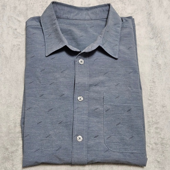 Vuori Men Bridge Short Sleeve Button Down Shirt Gray Pattern Stretch Small V184 - Picture 13 of 13
